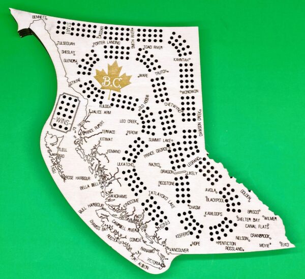 British Columbia 3 player cribbage board