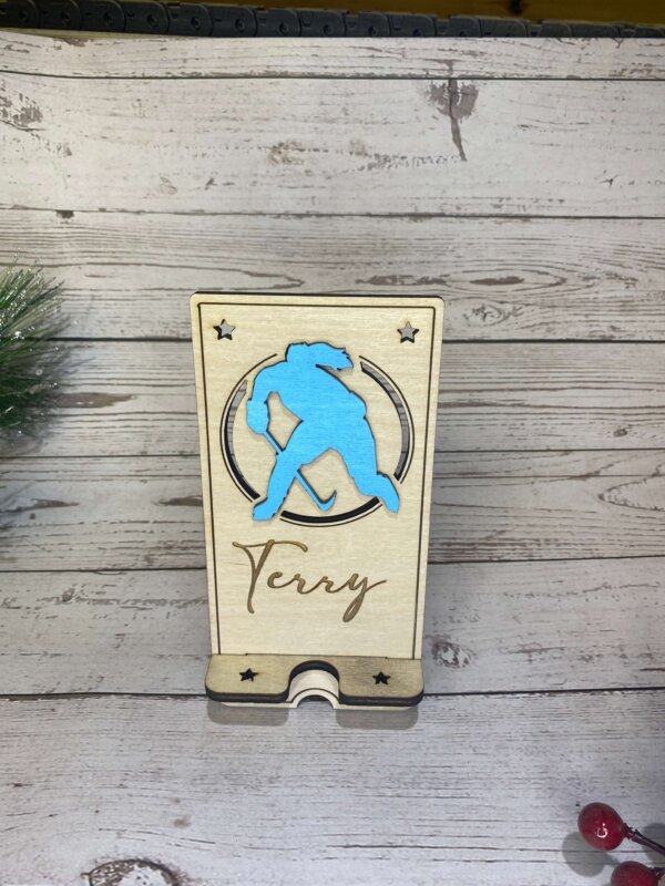 Female Hockey Player Phone Holder
