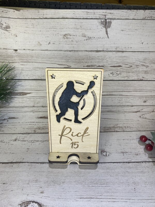 Male Lacrosse Player Phone Holder