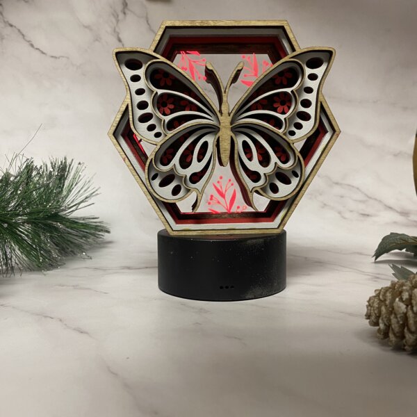 Lighted Butterfly Hexagon Ornament Box