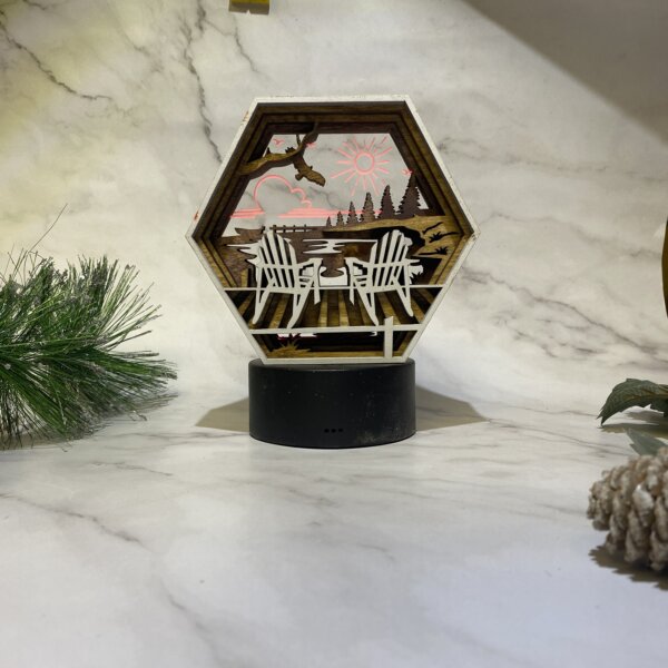 Lighted Lake Hexagon Ornament Box