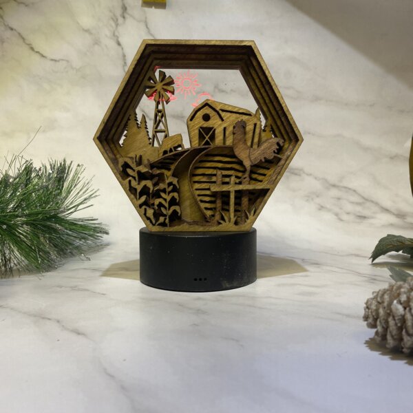 Lighted Farm Hexagon Ornament Box