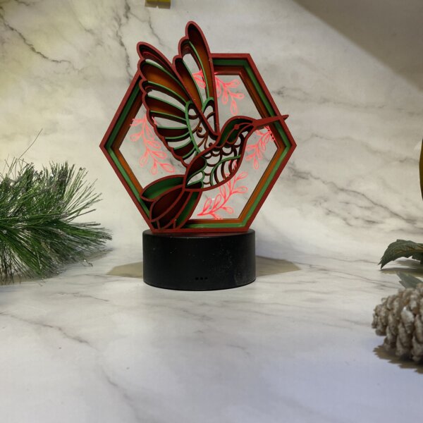 Lighted Hummingbird Hexagon Ornament Box
