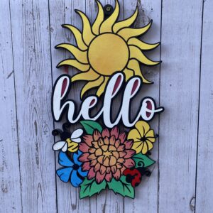 Hello sign with a sun