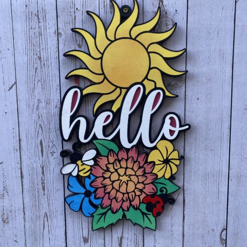 Hello sign with a sun