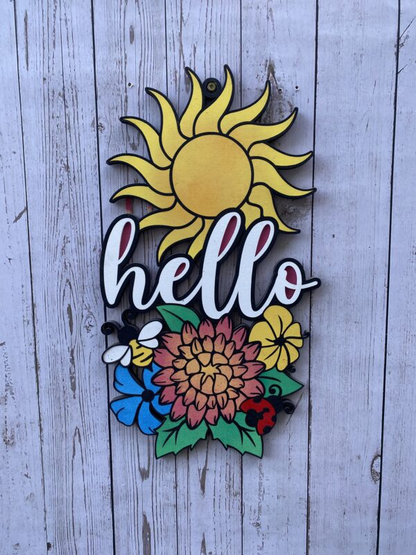 Hello sign with a sun