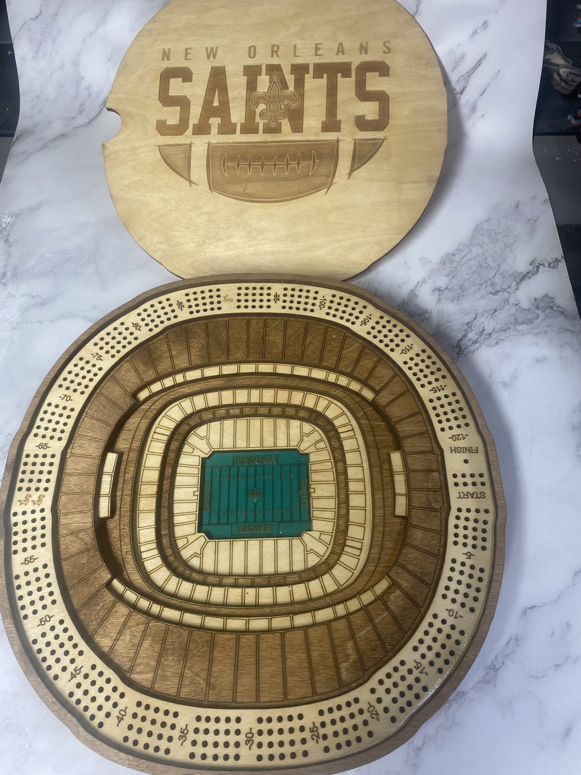 New Orleans Saints 4 Player Cribbage Board