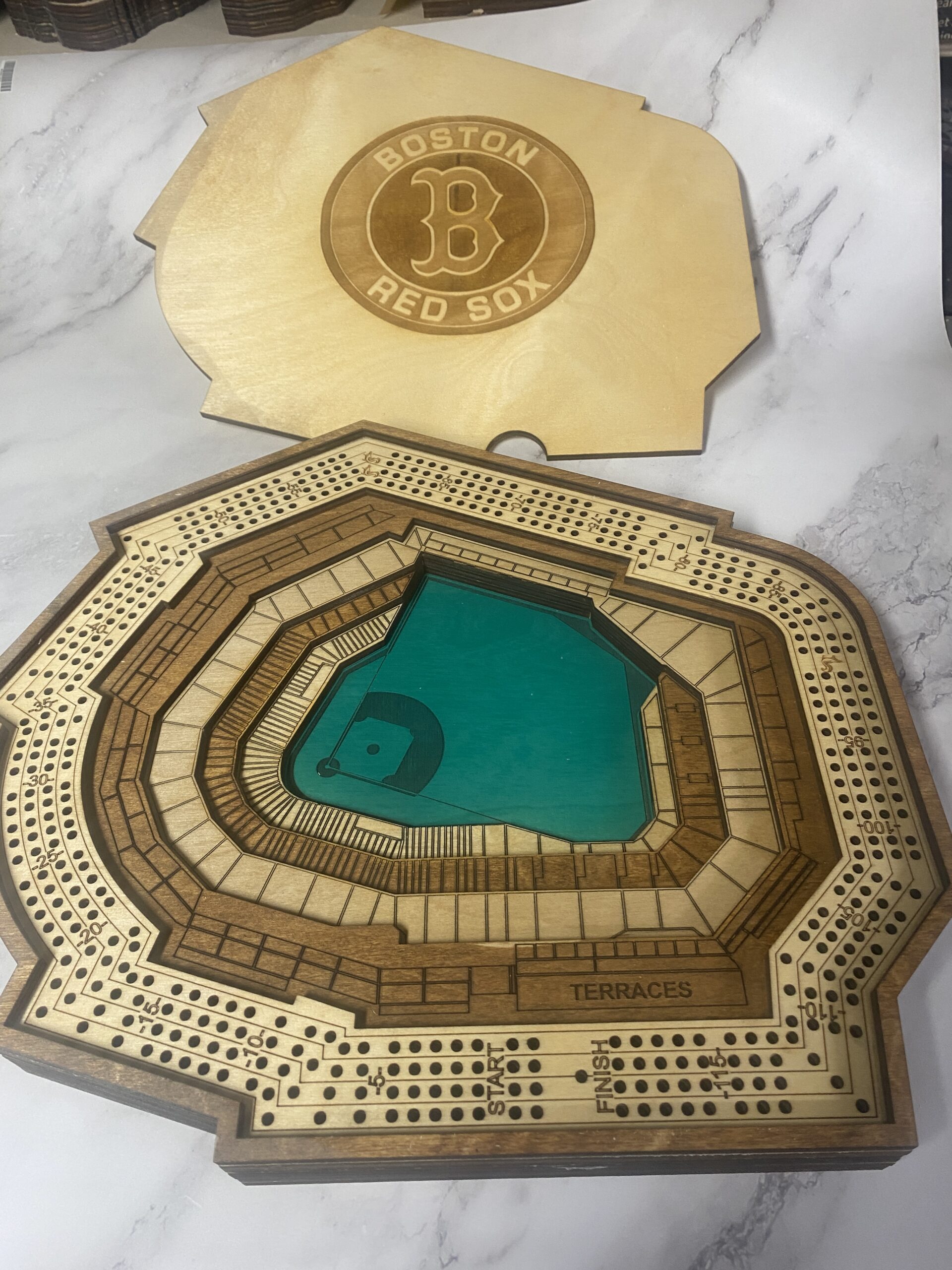Boston Red Sox 4 Player Cribbage Board