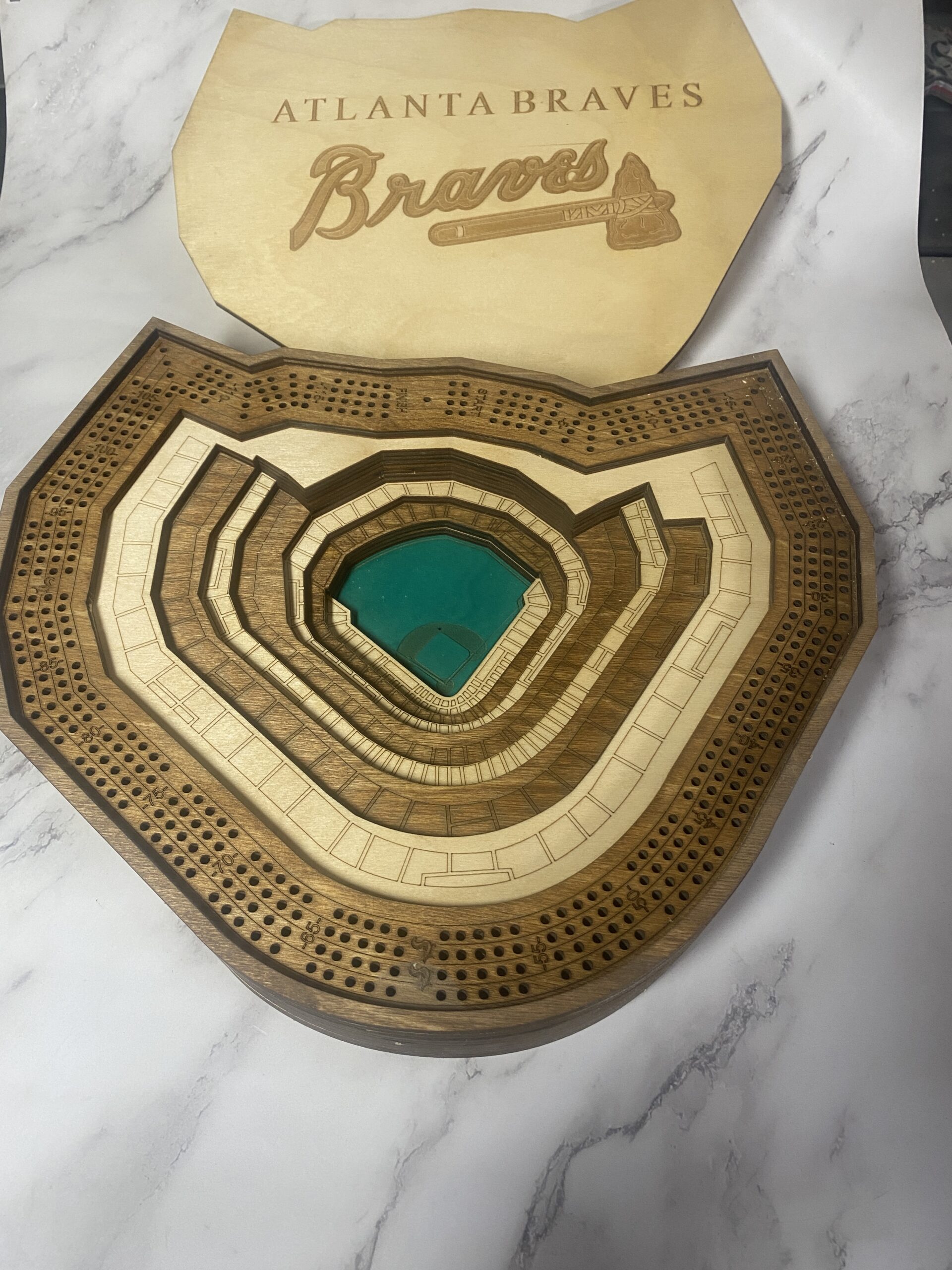 Atlanta Braves 4 Player Cribbage Board