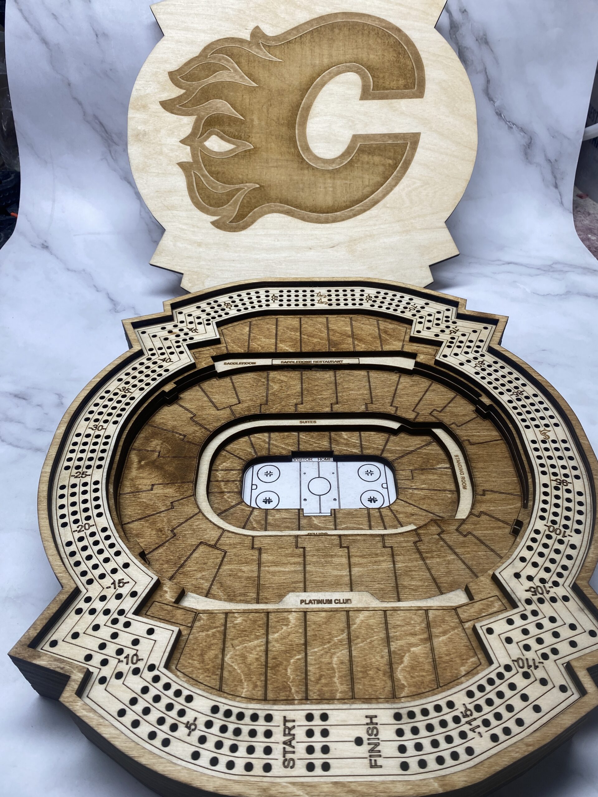 Calgary Flames 4 Player Cribbage Board