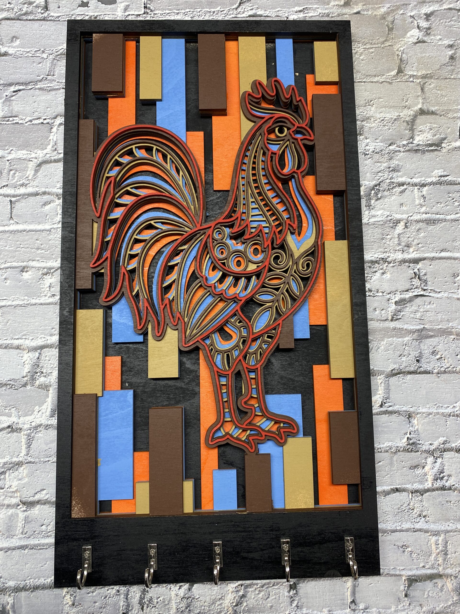 18 inch 5 Layer Rooster Key holder