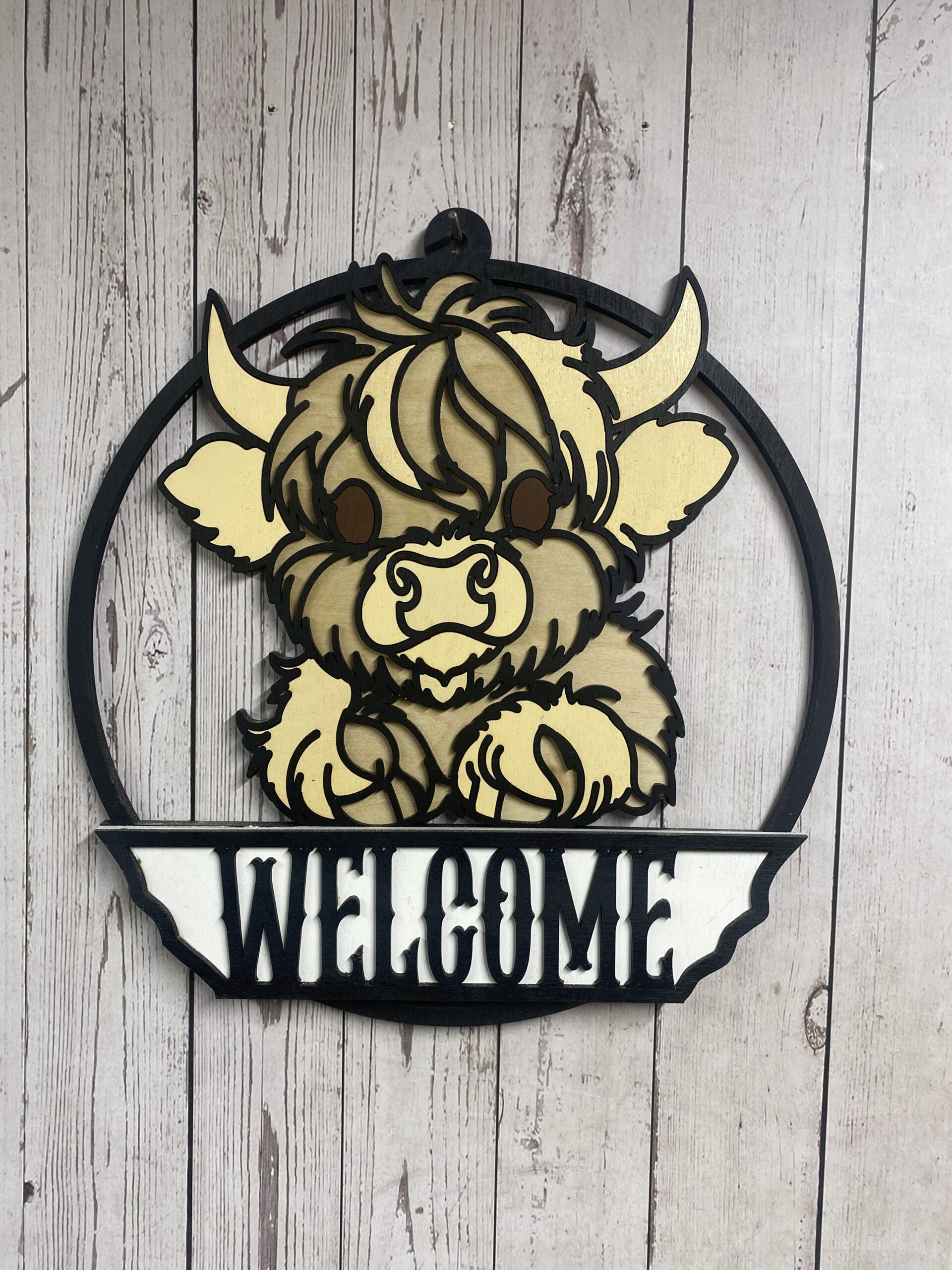 Highland Cow Baby Welcome Sign